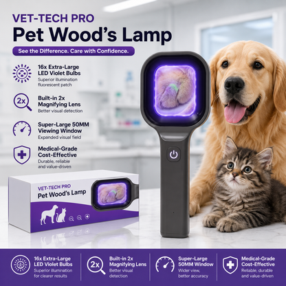 Lámpara de Wood Veterinaria UV para Mascotas, Detector de Infecciones Fúngicas en la Piel de Perros y Gatos, Herramienta de Diagnóstico